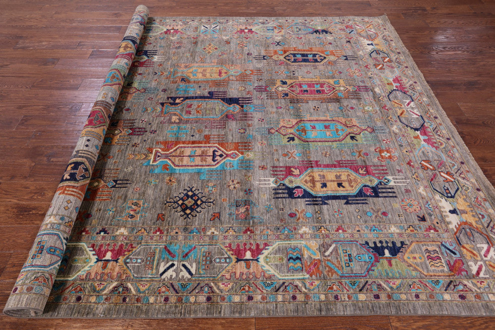 8' 2" X 9' 8" Tribal Fine Serapi Handmade Wool Rug - Q12395