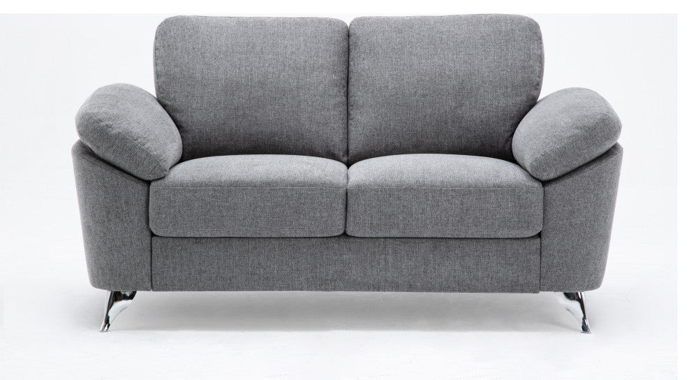 Villanelle Light Gray Linen Sofa Loveseat Chair Living Room Set