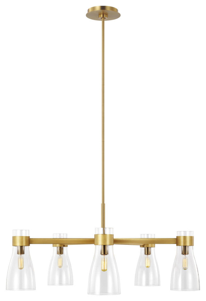 Moritz Five Light Chandelier, Burnished Brass