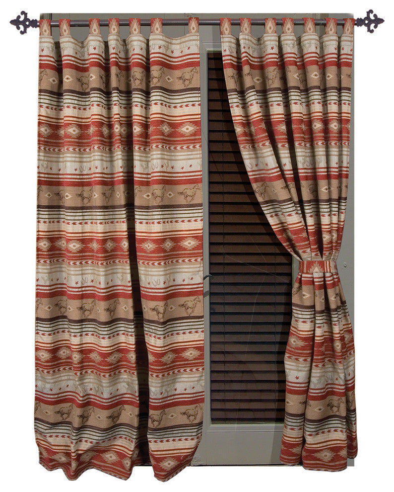 Flying Horse Western Striped Drape Curtain Set