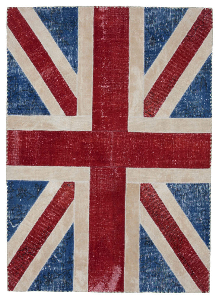 Rug N Carpet - Handwoven Anatolian 5' 8'' x 7' 11'' Flag Patchwork Rug