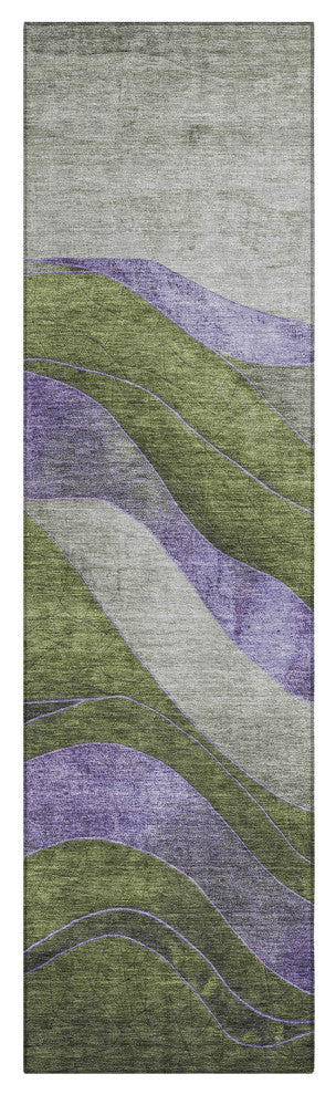 Machine Washable Indoor/Outdoor Chantille ACN1892 Olive 2'3" x 7'6" Runner Rug