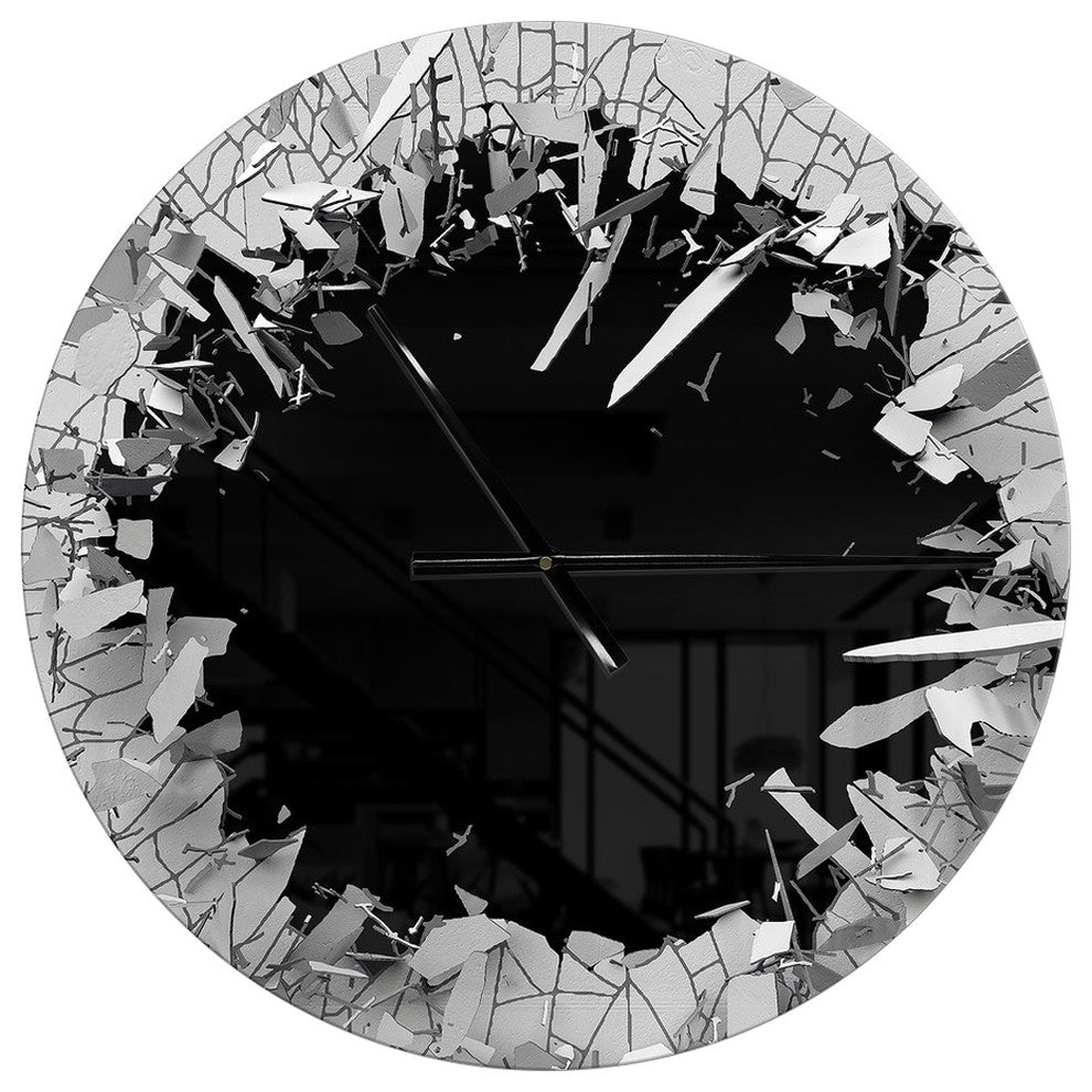 Abstract Broken Wall 3D Design Oversized Modern Metal Clock, 23"x23"