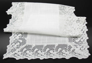 Garden Trellece Lace Trim Table Runner, White, 16"x72"