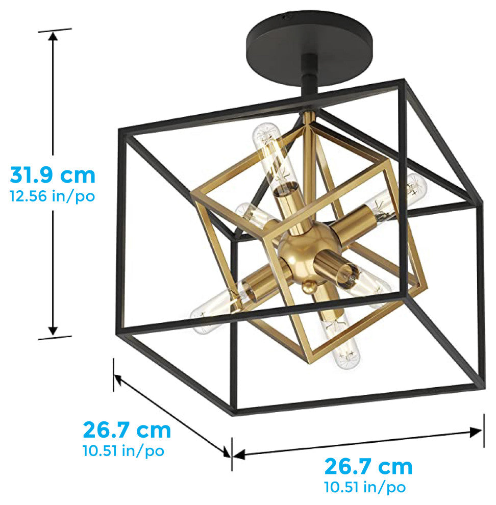 Black & Gold 6 light ceiling light Alloy Steel light fan fixtures ceiling