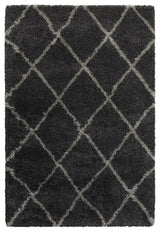 Hartley Diamond Lattice Charcoal and Gray Area Rug, 6'7"x9'6"