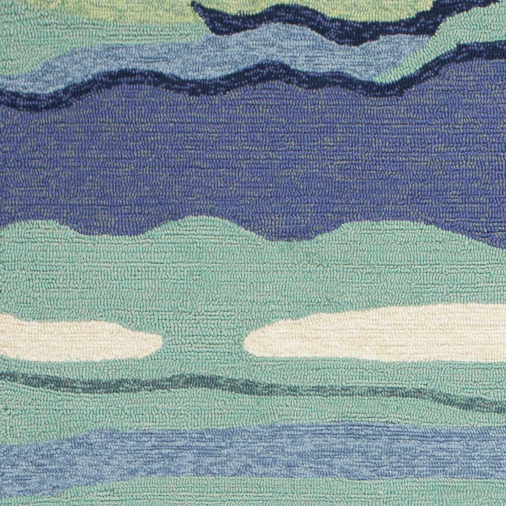 HomeRoots 5' x 7' Ocean Abstract Design UV Treated Indoor Outdoor Area Rug