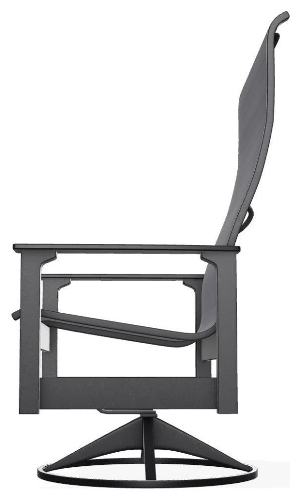 Leeward Sling Outdoor Swivel Rocker, Augustine Pewter/Black