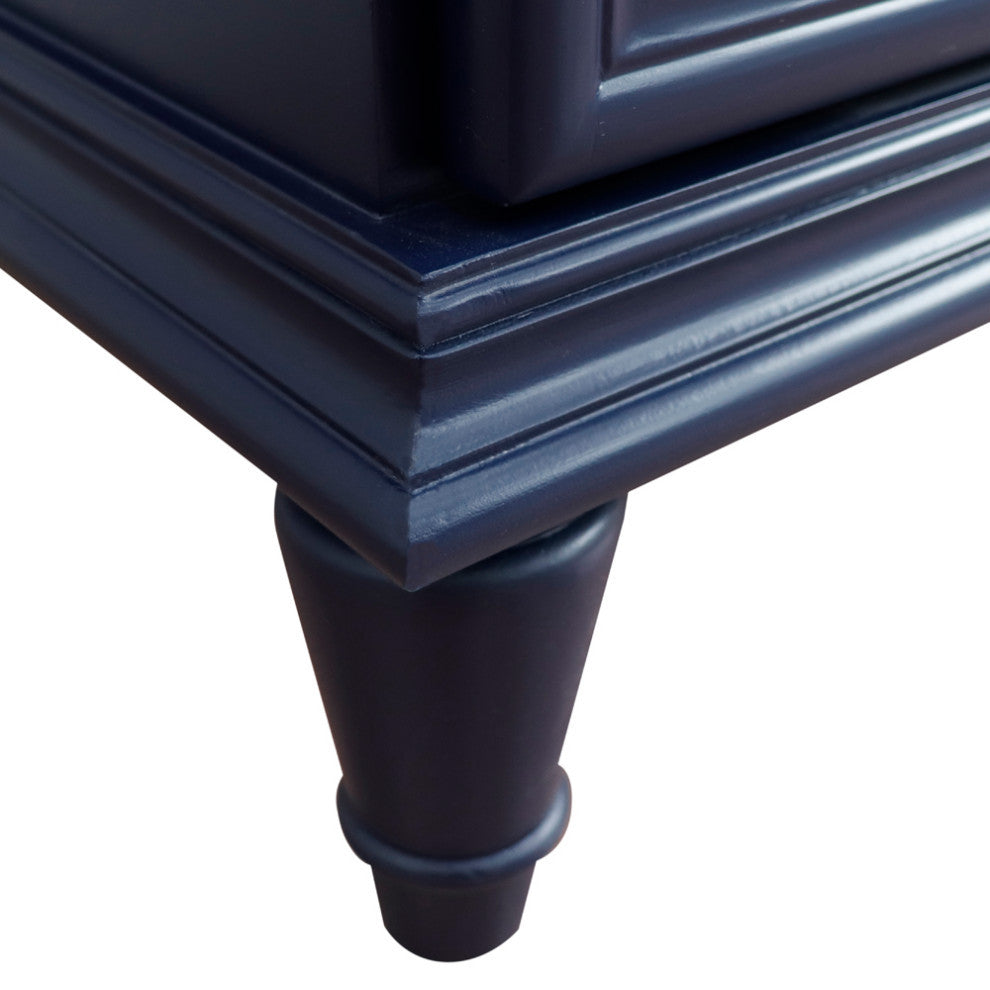 37" Single Vanity, Blue Finish With White Carrara