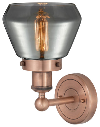 Fulton 1-Light 7" Sconce, Antique Copper Finish, Plated Smoke Shade