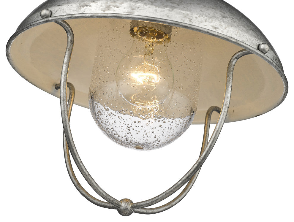 Z-LITE 590F-GV 1 Light Outdoor Flush Ceiling Mount Fixture, Galvanized