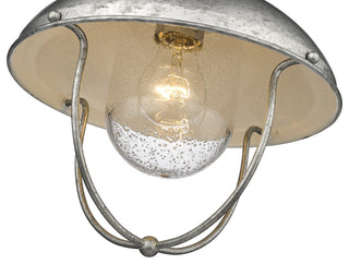 Z-LITE 590F-GV 1 Light Outdoor Flush Ceiling Mount Fixture, Galvanized