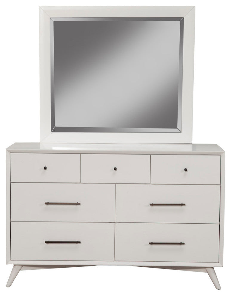 Flynn Mid Century Modern Mirror, White
