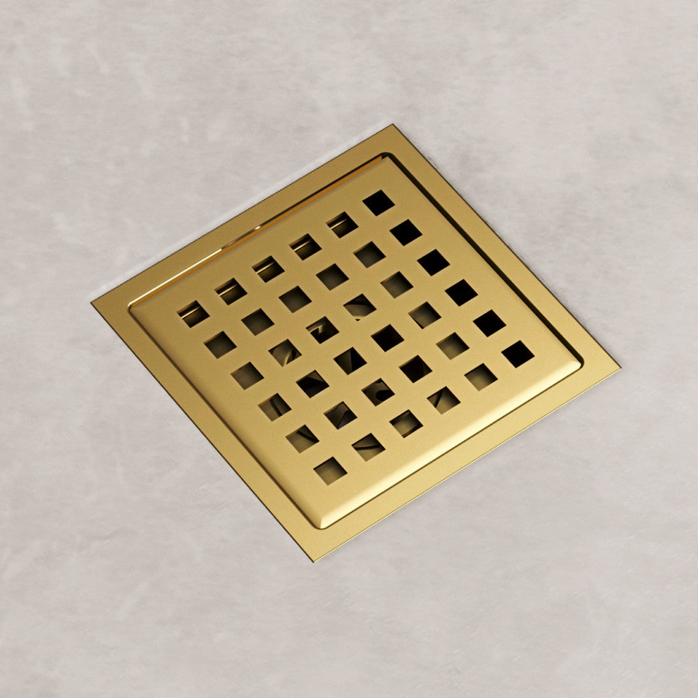 VIGO Elan Linear Shower Drain, Matte Brushed Gold, 4"