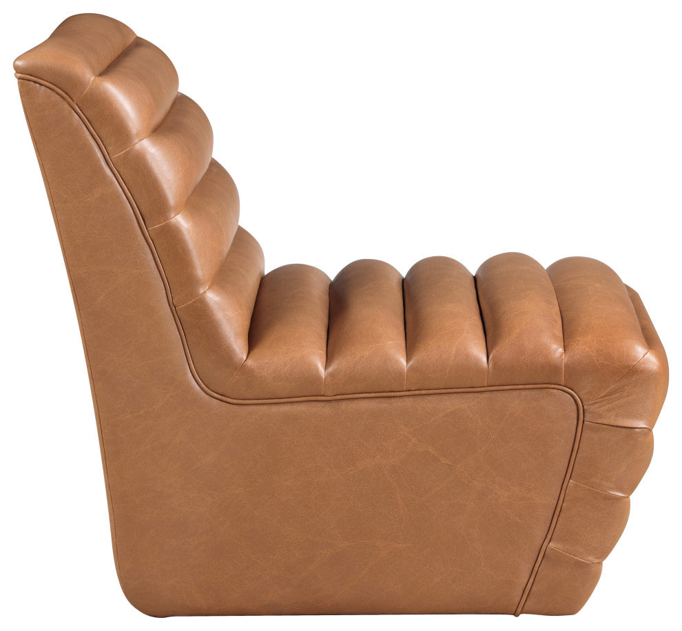 Vega Upholstered Accent Chair, Cognac, Vegan Leather