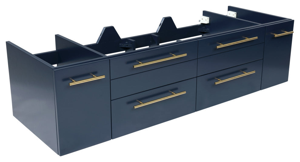 Fresca Lucera Royal Blue Wall Mount Undermount Sink Modern Bathroom Cabinet, 60"