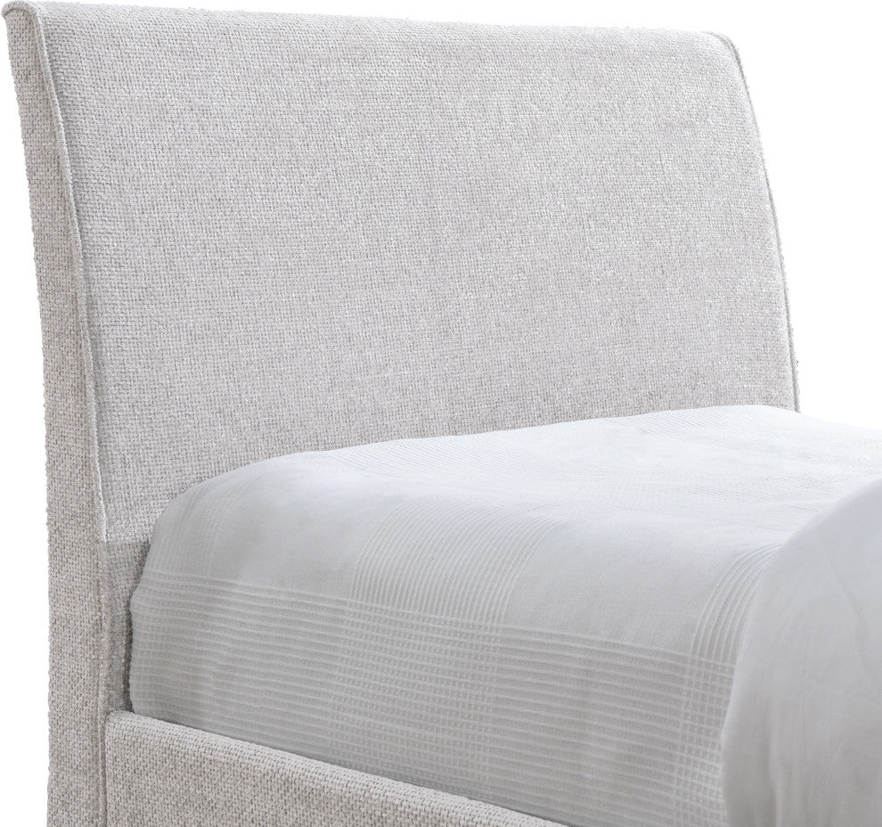 Myles Upholstered Trundle Bed, Cream, Twin, Chenille Fabric