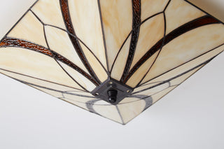 Tiffany Style Art Stained Glass Semi Flush Ceiling Lights, Square