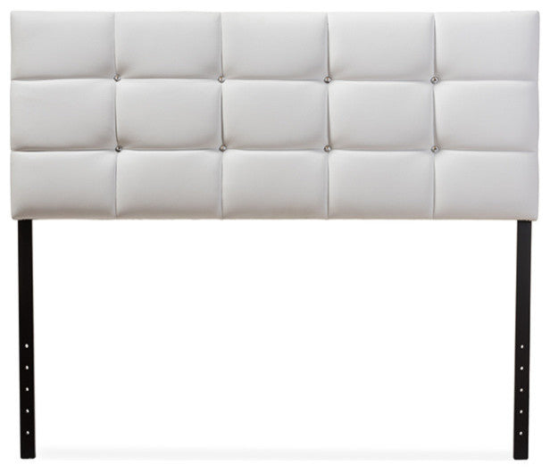 Bordeaux Modern White Faux Leather Queen Size Headboard