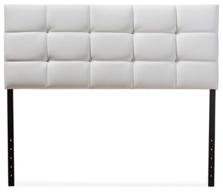 Bordeaux Modern White Faux Leather Queen Size Headboard