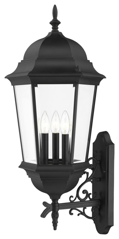 Textured Black Traditional, Historical, Outdoor Wall Lantern