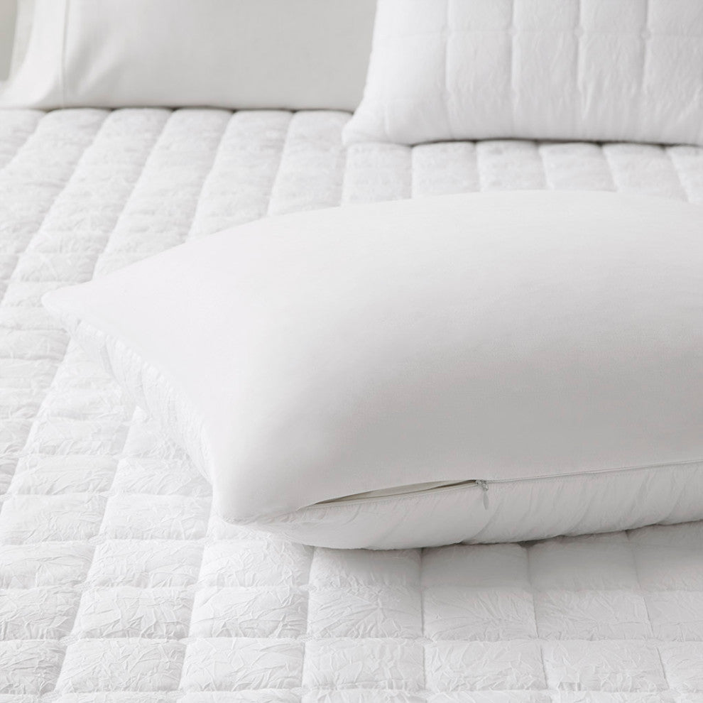 N Natori Cocoon Crushed Microfiber Quilted Comforter/Duvet Cover Set, White, Ful