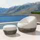 Willow 25" Outdoor Ottoman with Rope Details, Wheat Beige Axroma Olefin