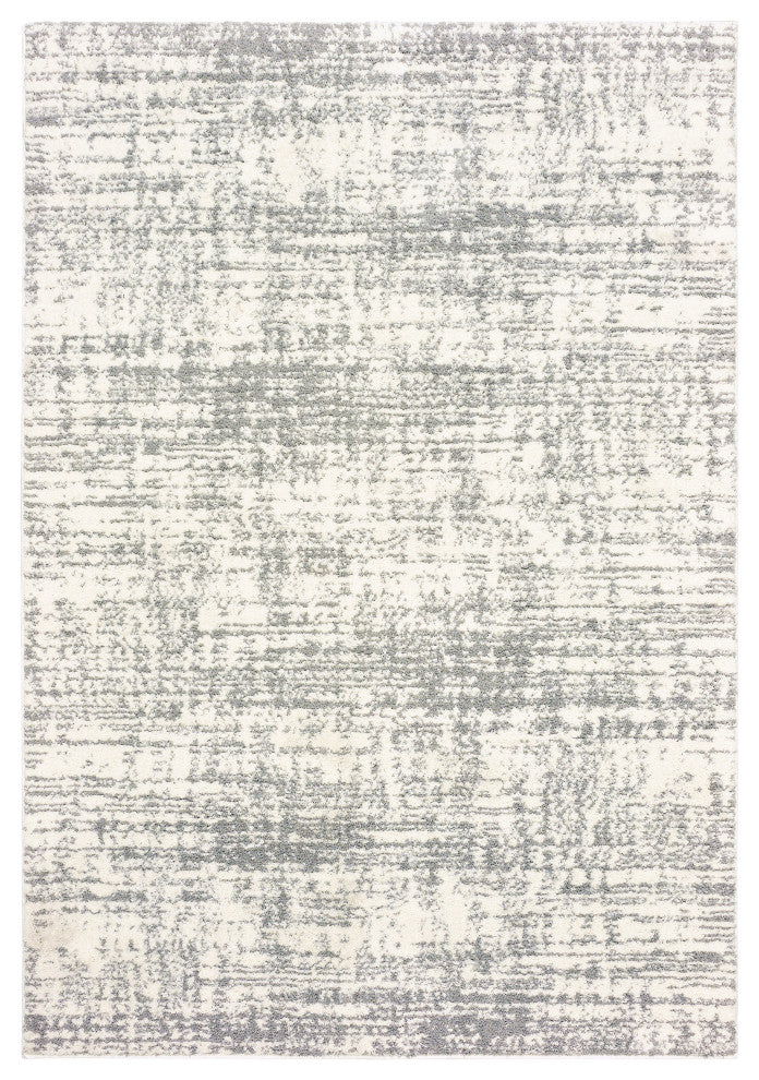 Viviana Distressed Solid Ivory/ Grey Area Rug, 7''10"x10''10"