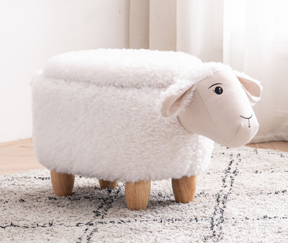 White Sheep Storage Ottoman