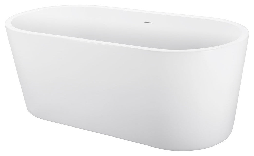 59" Acrylic Roll-Top Flatbottom Non-Whirlpool Bathtub, White