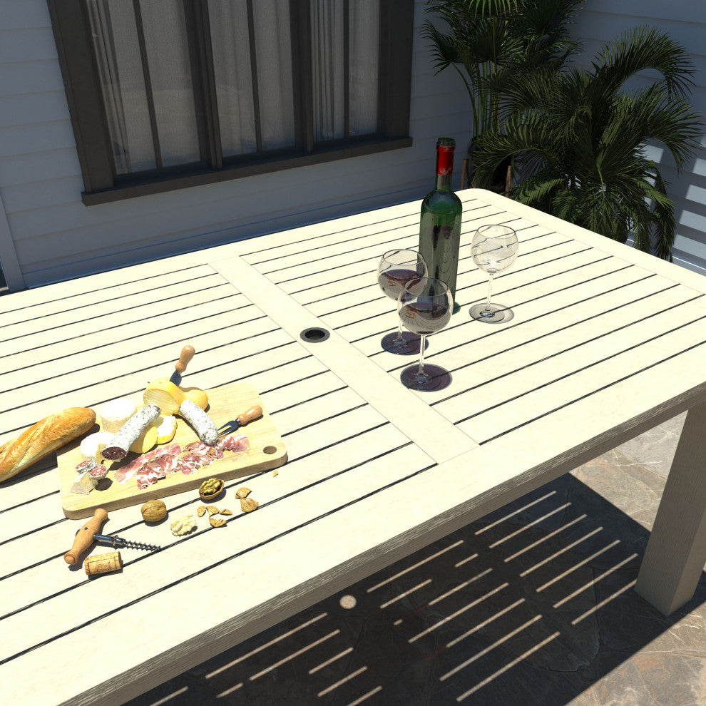 Rectangular 42x84 Table, Weathered Acorn, Whitewash