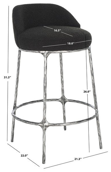 Safavieh Couture Woodsen Boucle Counterstool, Black