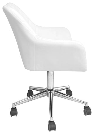 Sadie Swivel Vanity Chair, White Velvet