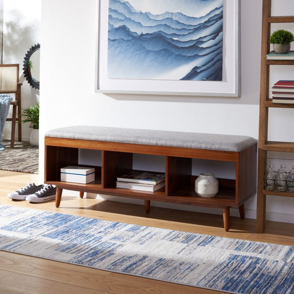 Safavieh Cricket Open Shelf Bench, Grey/Natural Acacia