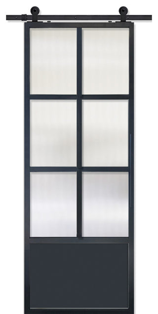 Modern French 6 Lite Clear Barn Door, 42" X 96
