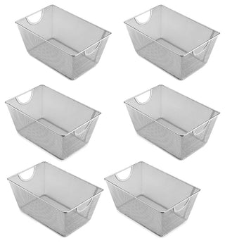 YBM Home Wire Mesh Open Bin Basket Silver 10"x6.5"x4.5", 6-Pack