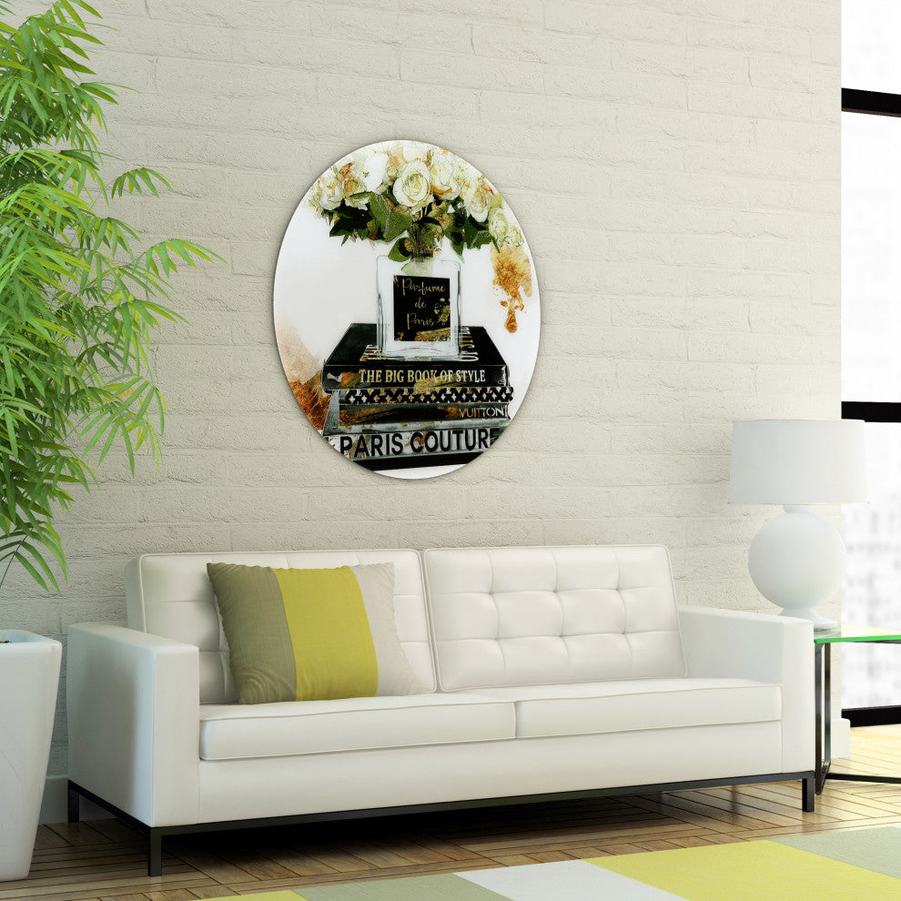 "Big Book of Style" Frameless Free Floating Tempered Glass Panel Graphic Art