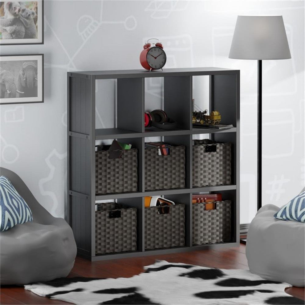 Timothy 7-Pc 3x3 Storage Shelf W/6 Foldable Woven Baskets
