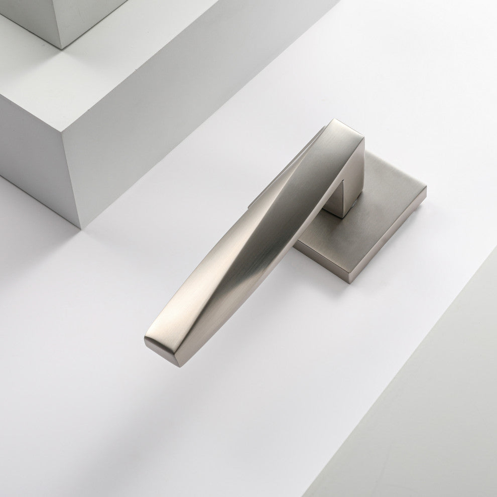 Modern Heavy Duty Designer Interior Door Lever - Convex Collection, Satin Nickel, Double Dummy