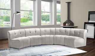Limitless Velvet Upholstered 5-Piece Modular Sectional, Cream