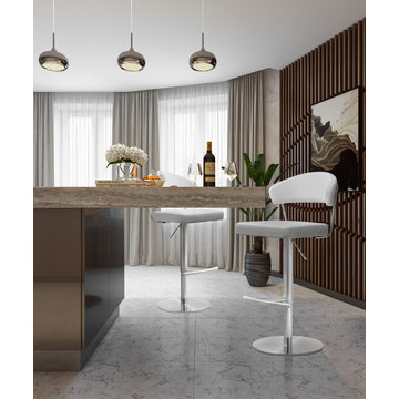 TOV Furniture Cosmo White Stainless Steel Barstool