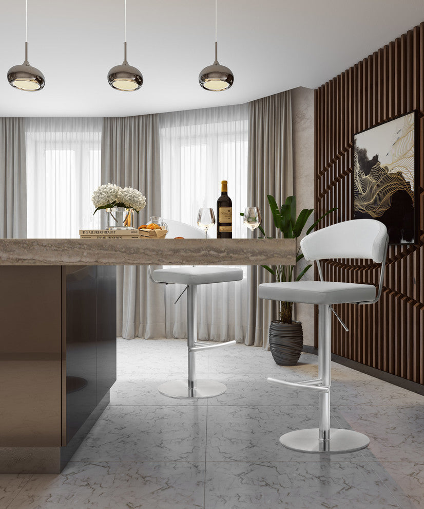 TOV Furniture Cosmo White Stainless Steel Barstool