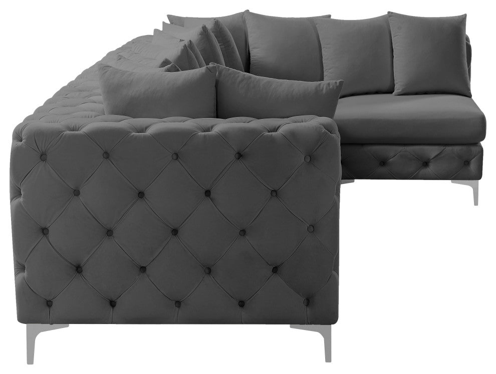 Tremblay Modular Sectional, Grey, L-Shaped, 5-Piece: Armless (3), Corner (2)