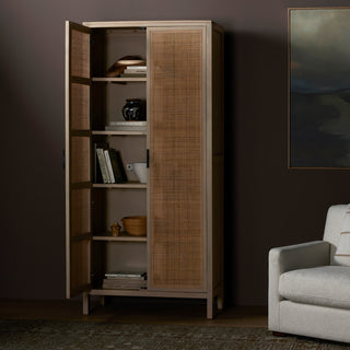 Lifestyle shot showing cabinet in a living room setting.