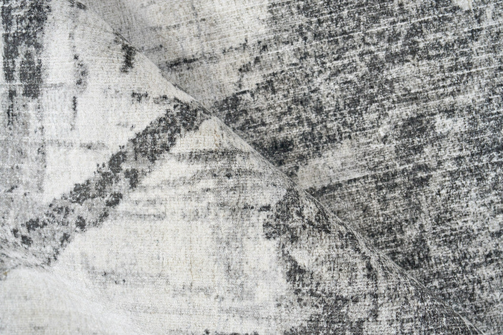 Kyoto Hand-loomed Wool/Bamboo Silk Silver/Black Area Rug, 10'x14'