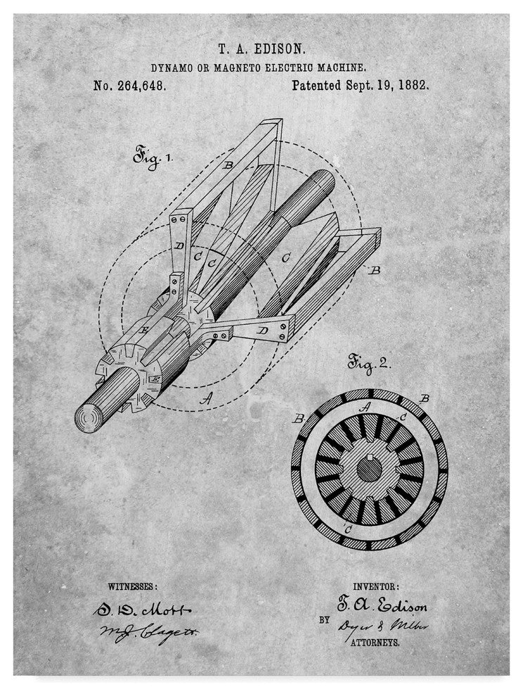 "Edison Dynamo Electrical Generator" by Cole Borders, Canvas Art, 19"x14"