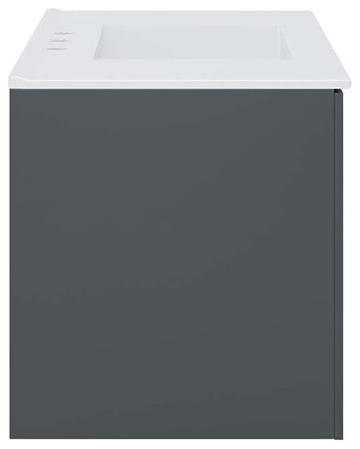 Sink Vanity Cabinet, White Gray, Ceramic, Melamine, Modern, Hotel Bathroom