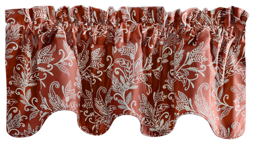 Lexington Leaf Lined Scallop Valance, Brick