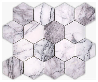 Lilac Honed 3" Hexagon Marble Mosaic