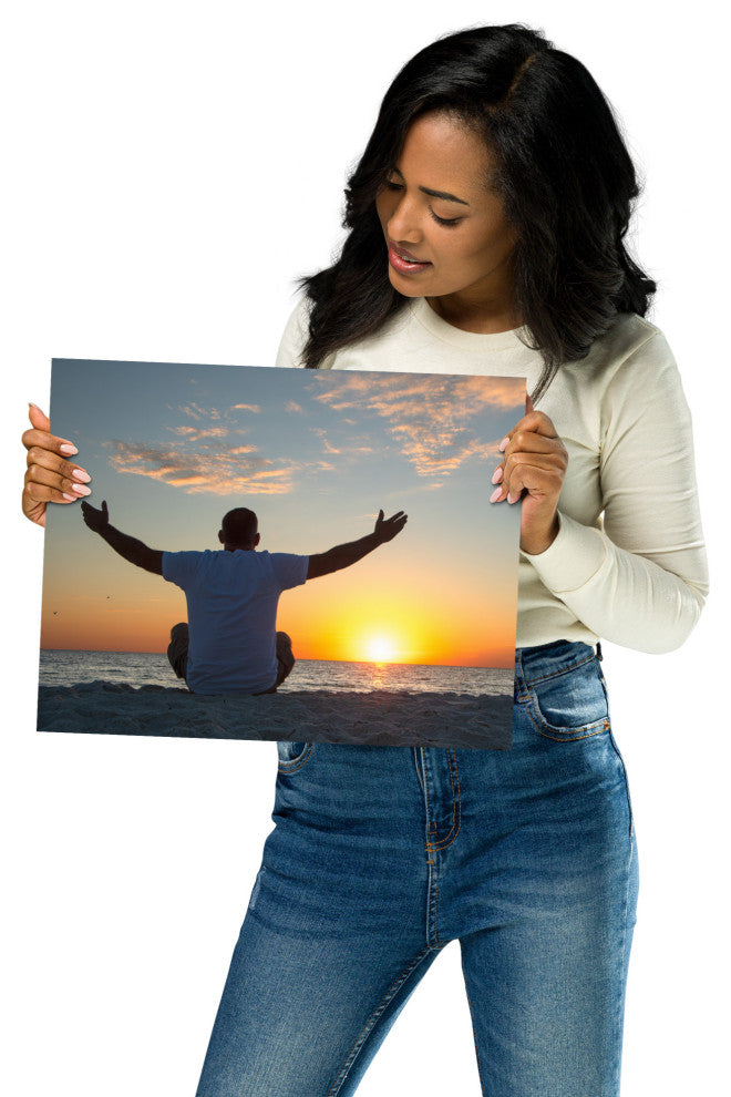 Embrace The Light Sunset Coastal Landscape Photo Wall Art Print - Decor, 11" X 14"